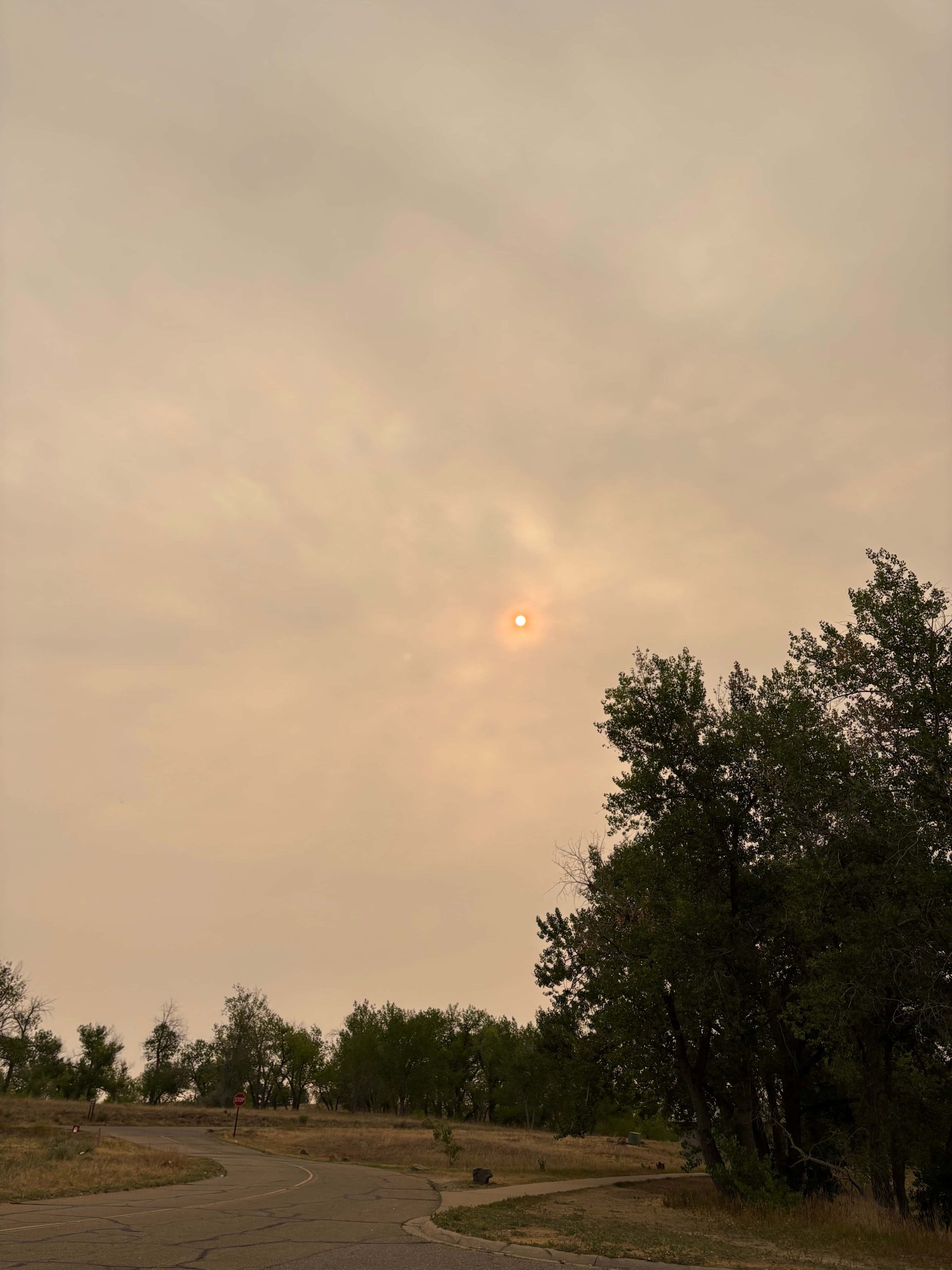 Poor air quality in denver sky with sun and hazy